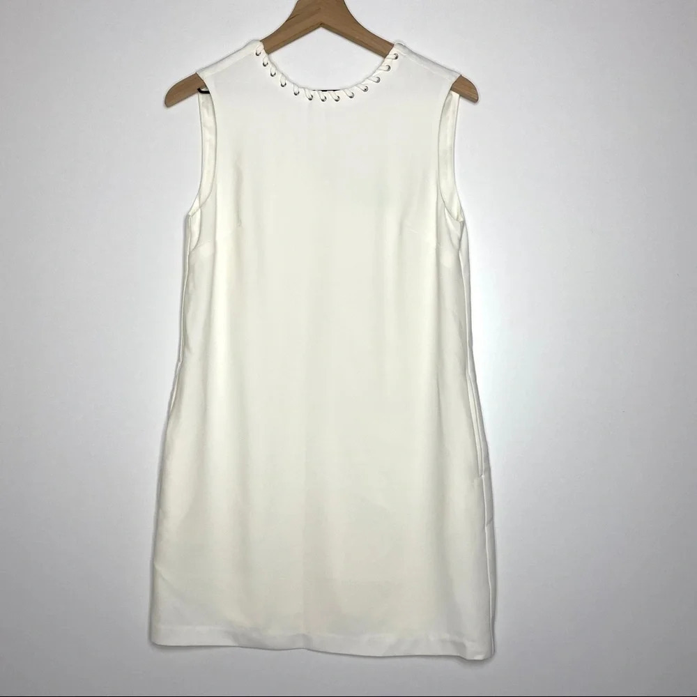 Ali & Jay White Laced Neckline Mini Dress